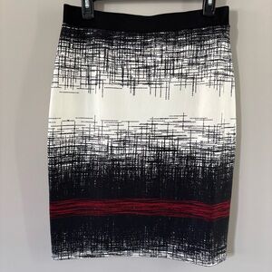 Sunny Leigh Monochrome Pencil Skirt with Red Accent